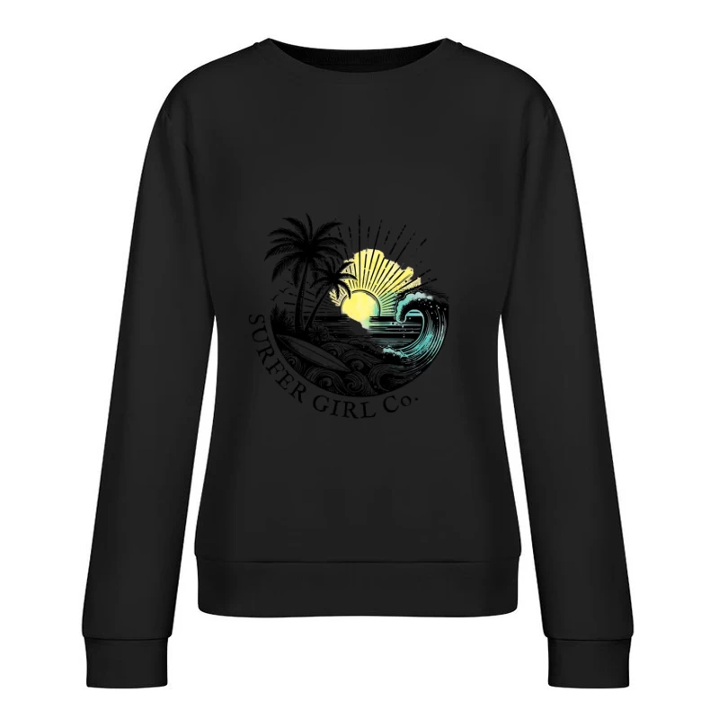 Coucher de soleil à la plage avec vagues Femme Sweat-shirt à enfiler