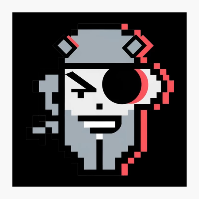 8-bit Pirate Pixel Art Character with Eye Patch Pin