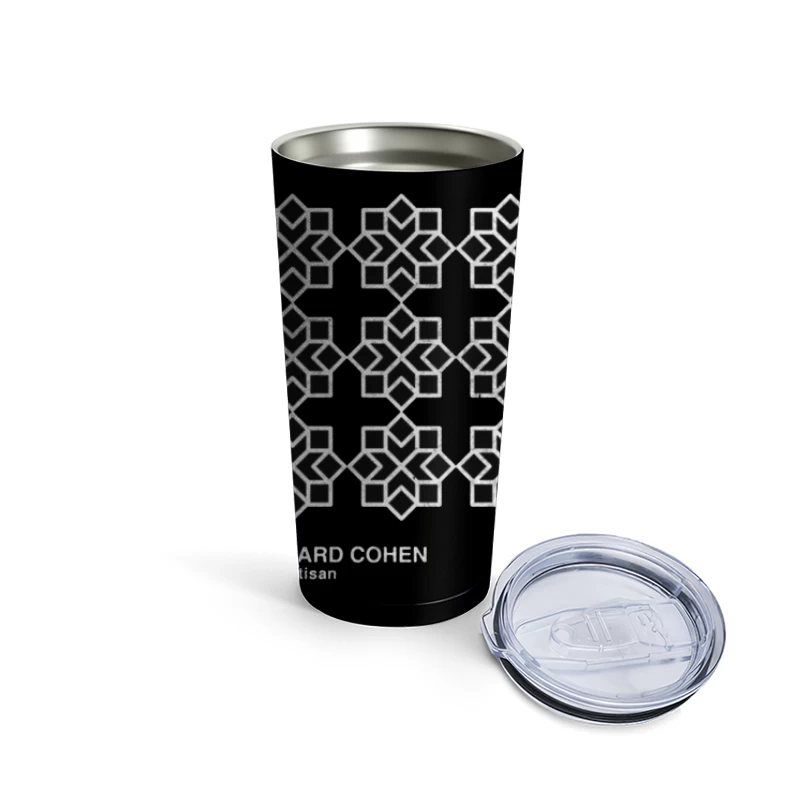 Leonard Cohen's "The Partisan" Minimalist Album Cover with Geometric Star Pattern Travel Mug