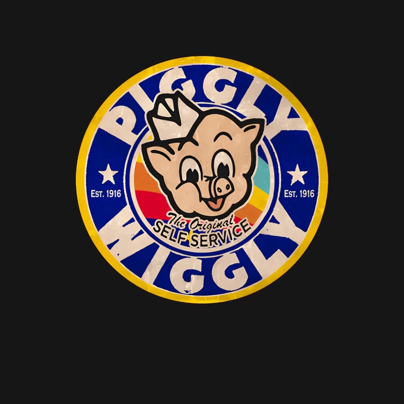 Vintage Piggly Wiggly Supermarket Logo - The Original Self Service Store Since 1916 Male Long Sleeve T-Shirt