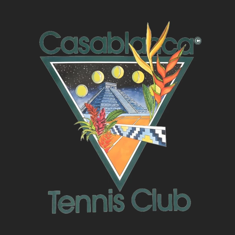 Casablanca Tennis Club Tropical Retro Logo with Mayan Motif Male Pullover Sweatshirt