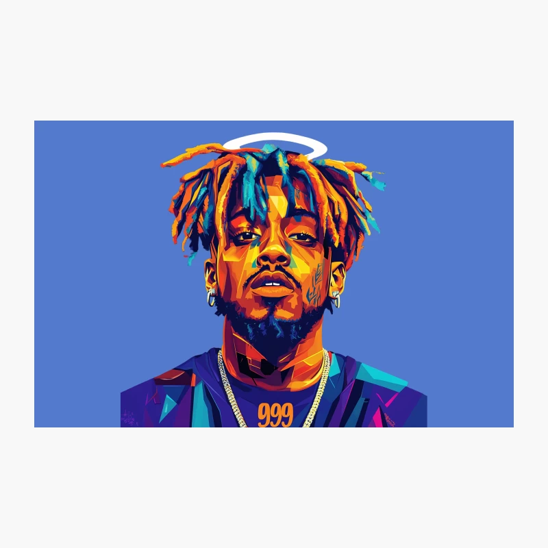 Vibrant Geometric Portrait of Hip-Hop Artist with Dreadlocks Travel Mug