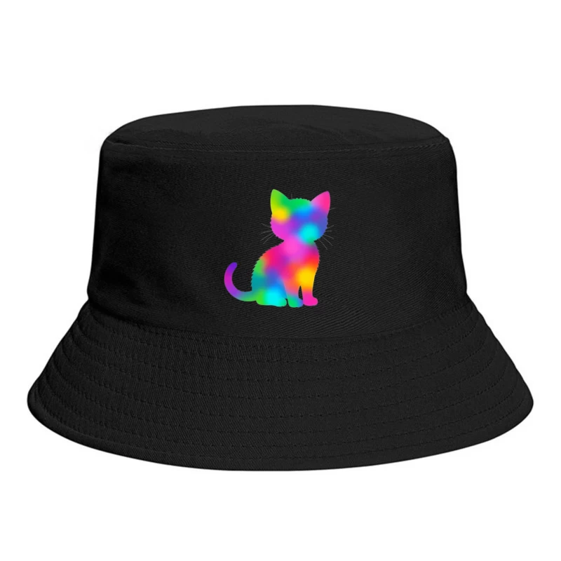 Rainbow Gradient Cat Silhouette Art Bucket Hat