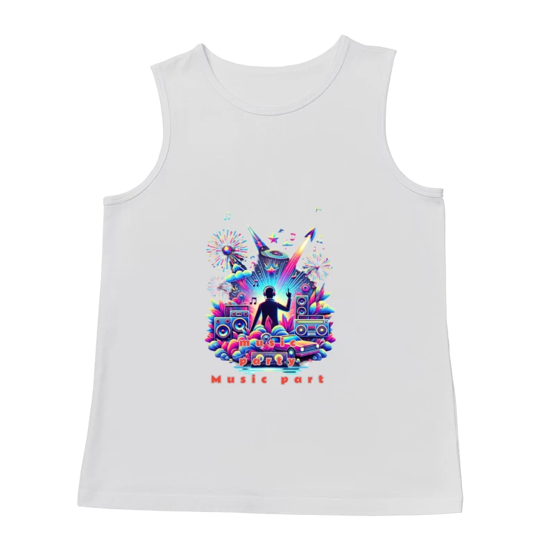 Neon Retro DJ Music Party Illustration Male Tank Top