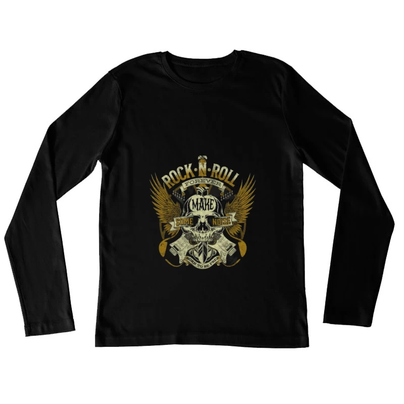 Crâne de Rock and Roll avec des ailes Femme Manches Longues T-Shirt