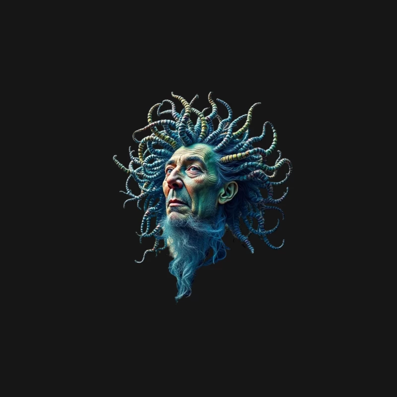 Surreal Medusa-Inspired Portrait with Blue Tentacles Female Long Sleeve T-Shirt