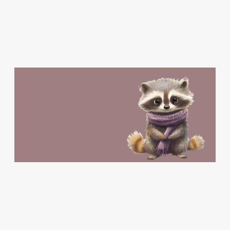 Adorable Cartoon Raccoon in Purple Winter Scarf Coffee Mug