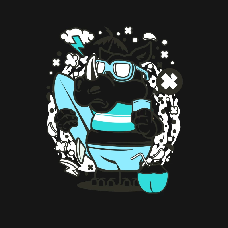 Rhino surfeur avec accessoires d'été Femme T-Shirt