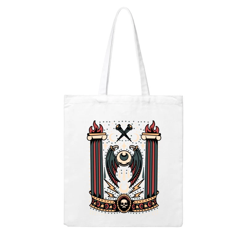 Gothic Decorative Illustration with Symbols Cotton Tote Bag