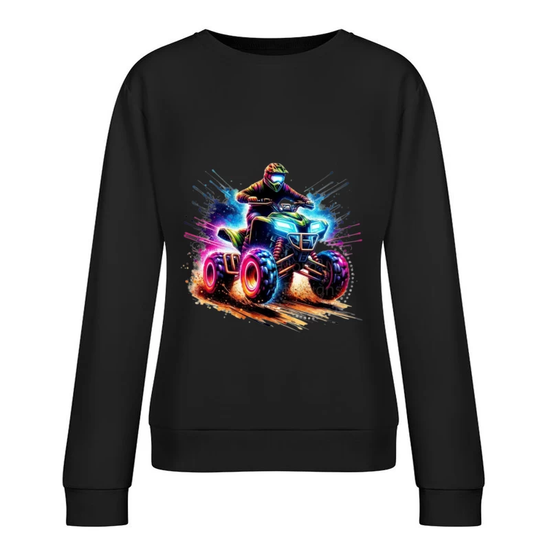 Exciting ATV Rider in Action Female Pullover Sweatshirt