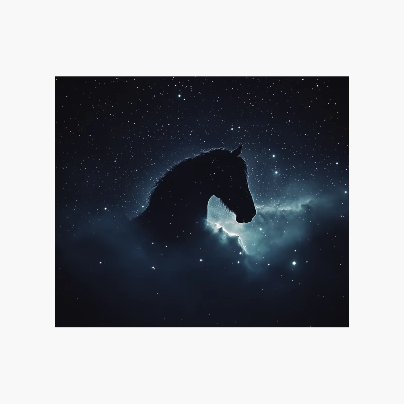 Celestial Equine: A Horse's Silhouette Against the Cosmic Night Cotton Tote Bag