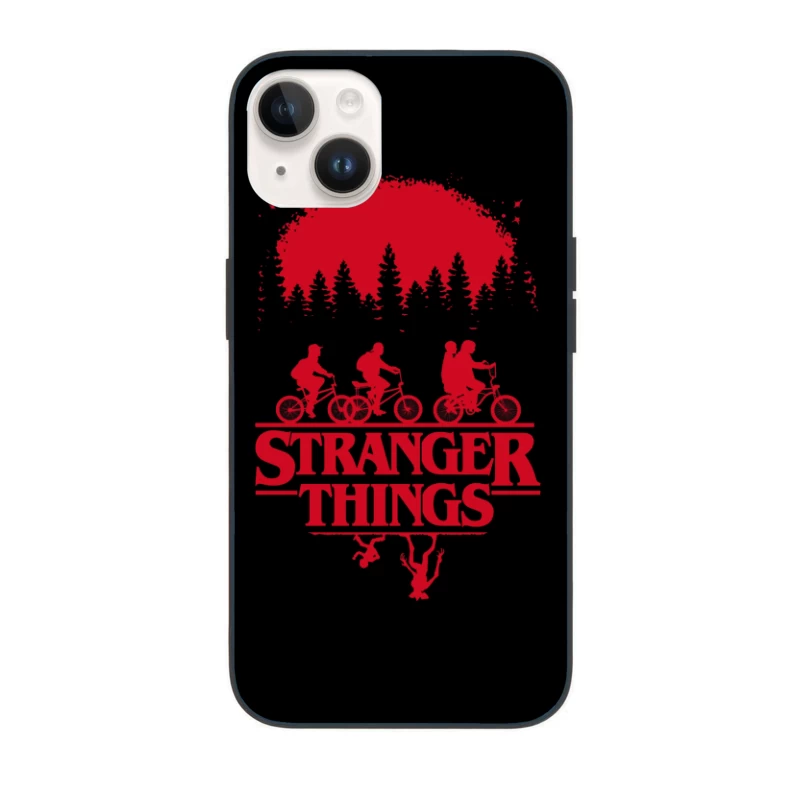 Stranger Things Red Silhouette Poster with Kids on Bikes iPhone Case