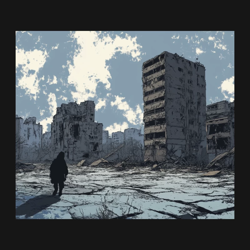 Solitary Figure in Post-Apocalyptic Urban Winter Wasteland Mouse Pad