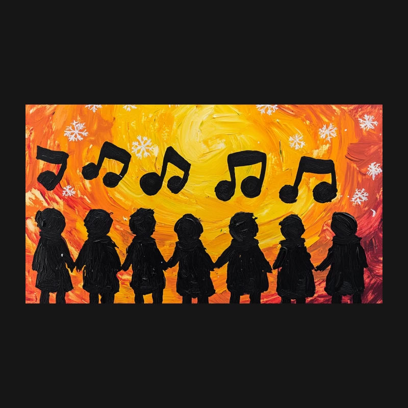 Musical Silhouettes Against Winter Sunset Desk Mat