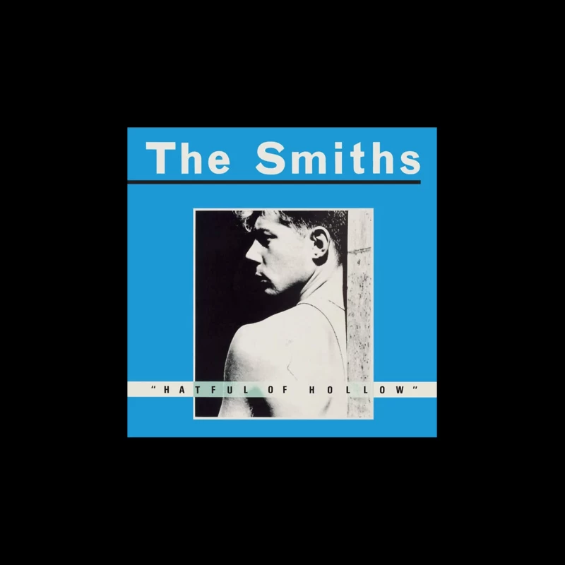 The Smiths "Hatful of Hollow" Album Cover with Black and White Portrait on Blue Background Travel Mug