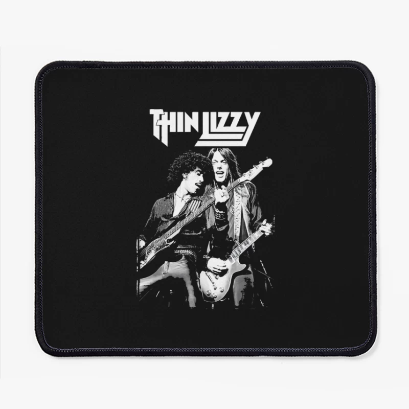 Thin Lizzy Rock Band Performance Sketch in Black and White Mouse Pad