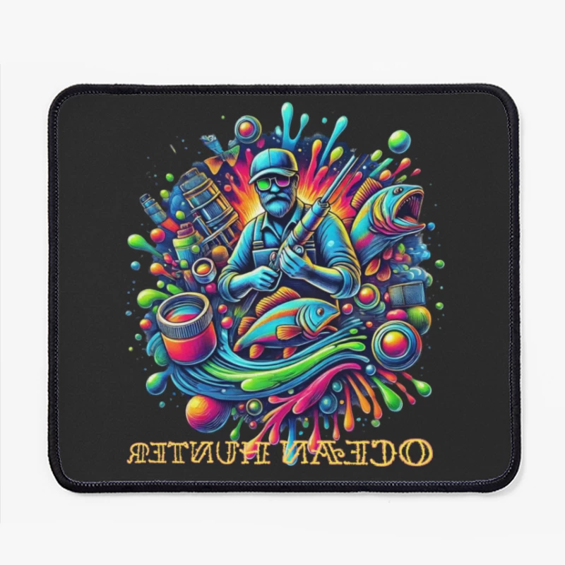 Psychedelic Fishing Adventure Art Mouse Pad