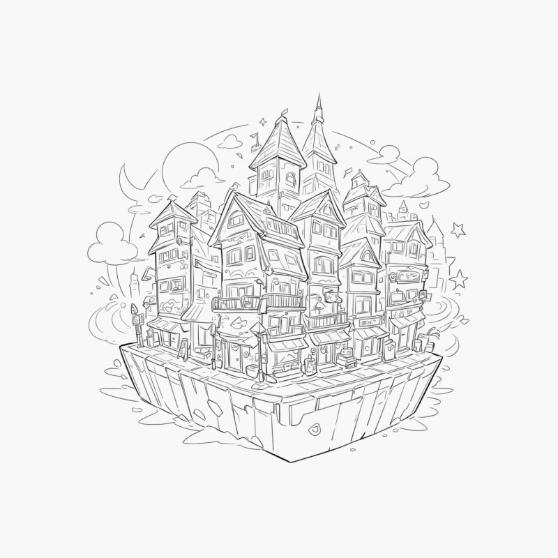 Fantasy Floating Village Cotton Tote Bag