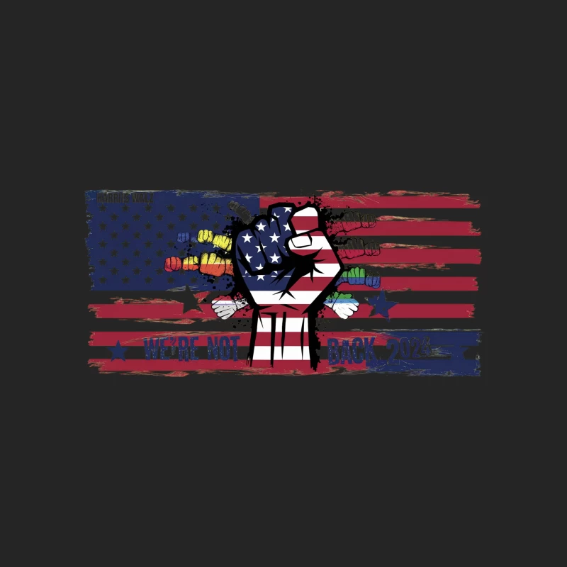 Harris Walz 2024: Patriotic Protest Imagery on American Flag Male Pullover Sweatshirt