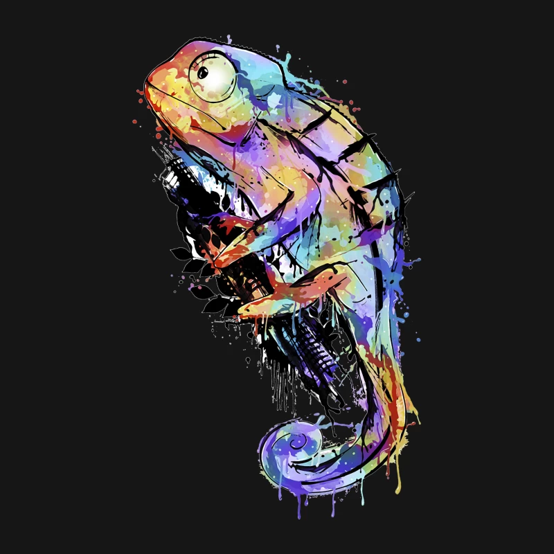 Bunter Chamäleon-Kunst Herren Langarm T-Shirt