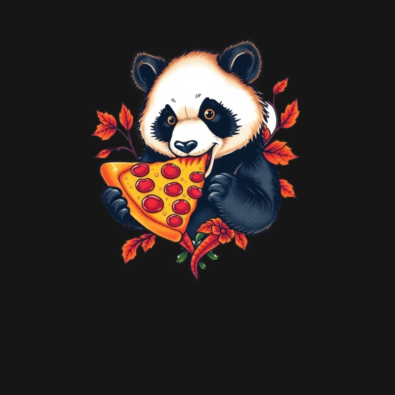 Cute Panda Bear Eating Pizza Male T-Shirt