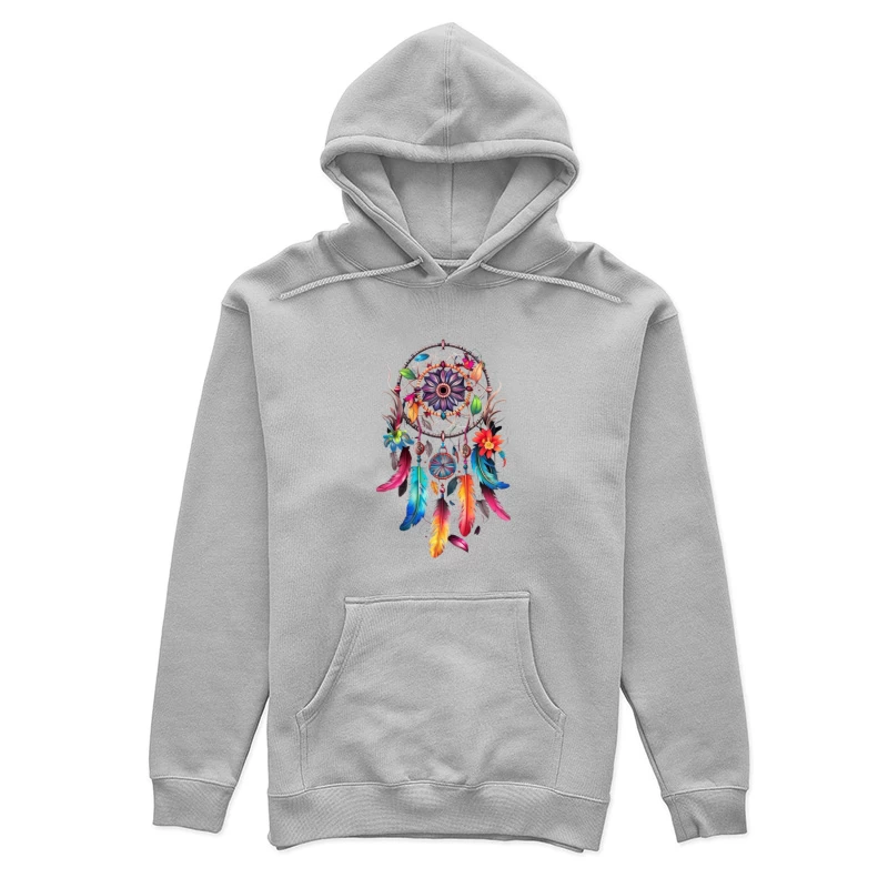 Colorful Dreamcatcher with Feathers and Flowers Female Pullover Hoodie