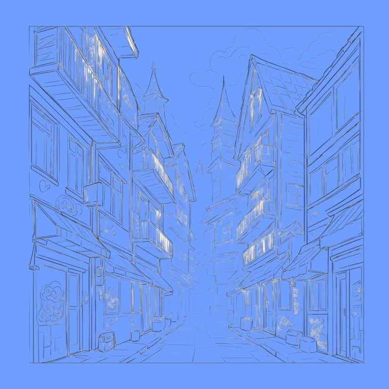 Charming Architectural Illustration of a Street Alley Pin