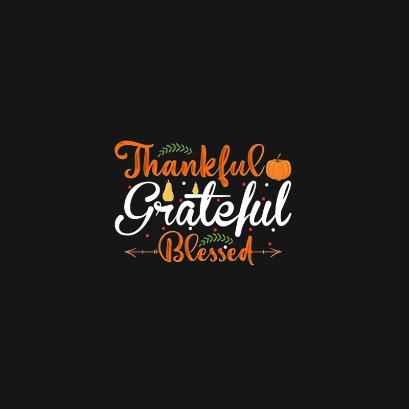 Thankful Grateful Blessed: Autumn Typography with Pumpkin Desk Mat