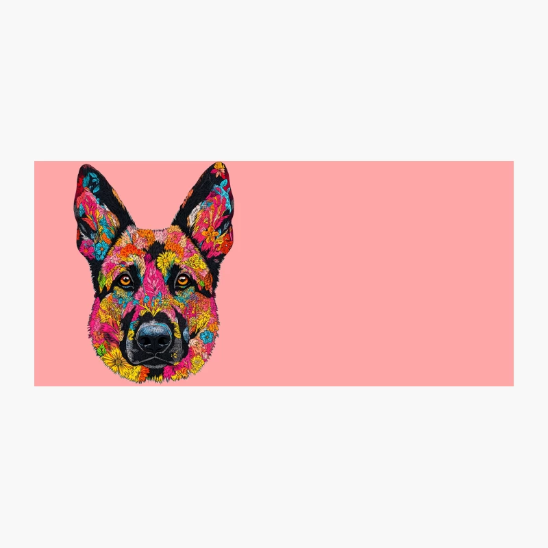 Psychedelic Floral German Shepherd Portrait Coffee Mug
