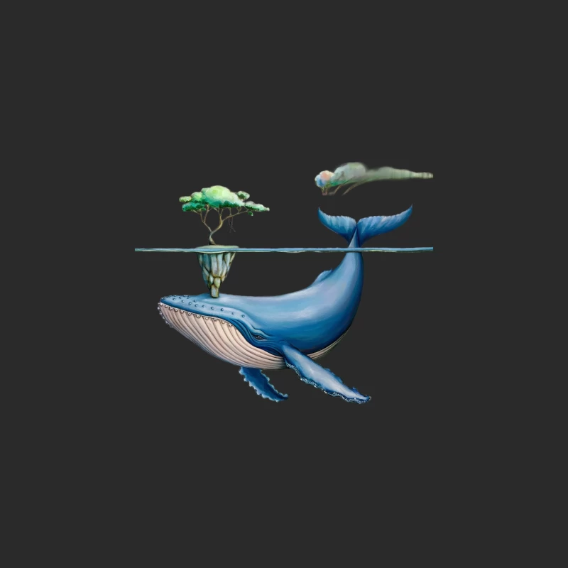 Surreal Whale-Tree Fusion: A Fantastical Nature Illustration Baseball Cap