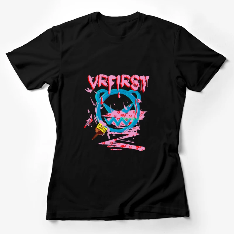 Buntes Graffiti-Design mit VR-Elementen Damen T-Shirt