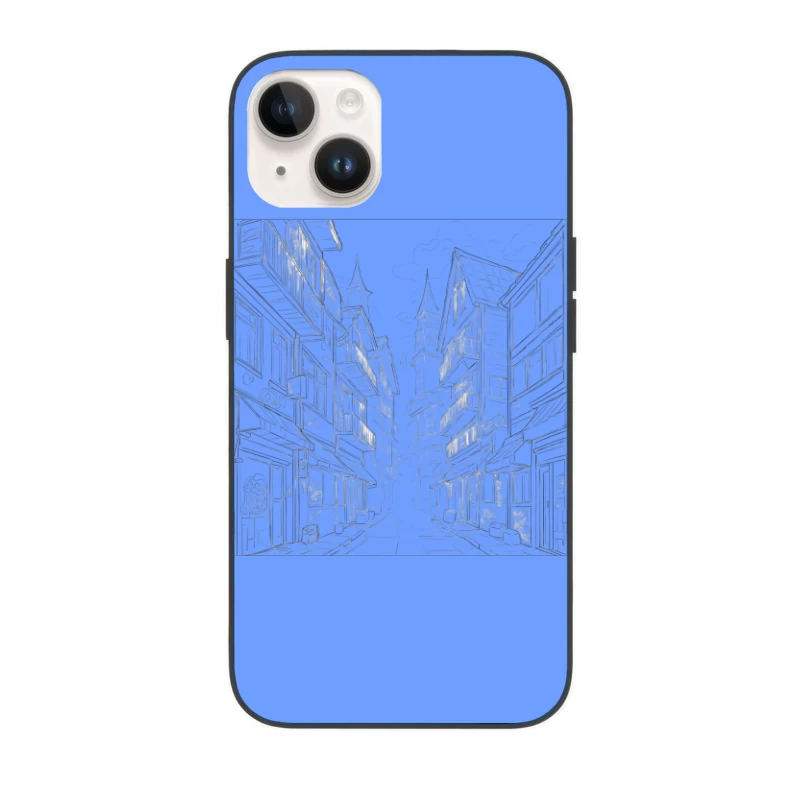 Charming Architectural Illustration of a Street Alley iPhone Case