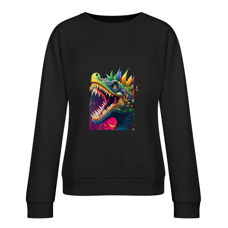 Bunter Dinosaurier mit Regenbogenschuppen Damen Pullover Sweatshirt