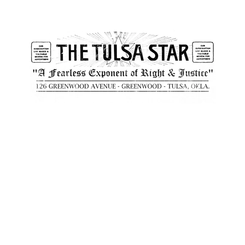 Vintage Tulsa Star Newspaper Headline from Greenwood, Oklahoma Tapestry