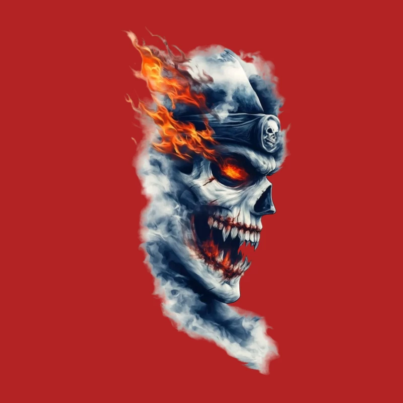 Fiery Ghost Skull Artwork Male T-Shirt