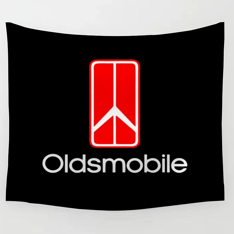 Vintage Red Oldsmobile Logo Design Tapestry