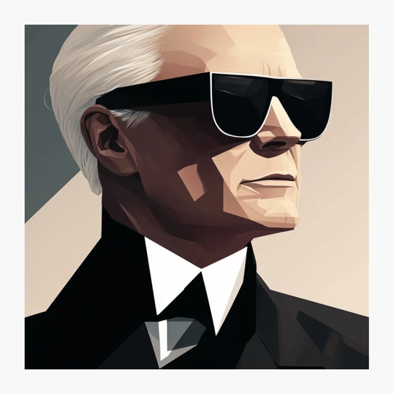 Stylized Portrait of Fashion Icon in Black Suit Pin
