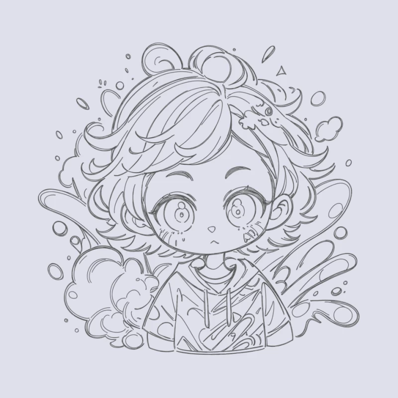 Chibi Character Surrounded by Water Pin