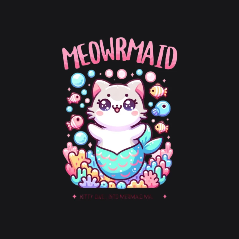 Kawaii Meowrmaid Katze Illustration Herren Pullover Hoodie