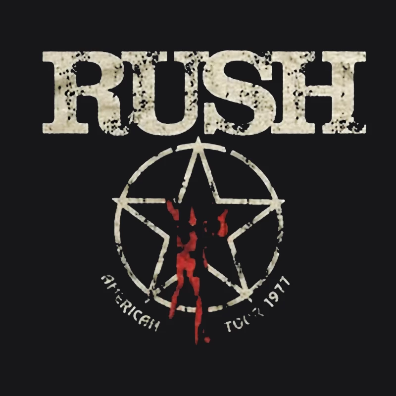 Rush Band Vintage Logo with Pentagram Star Design Male Pullover Hoodie