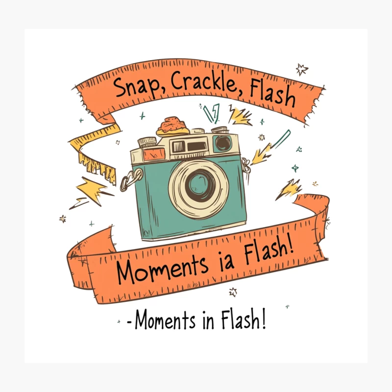 Retro Camera Illustration: Snap, Crackle, Flash Moments Throw Pillow