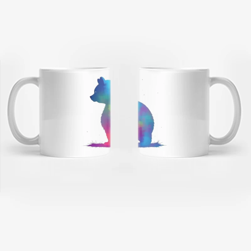 Rainbow Watercolor Bear Silhouette Art Coffee Mug