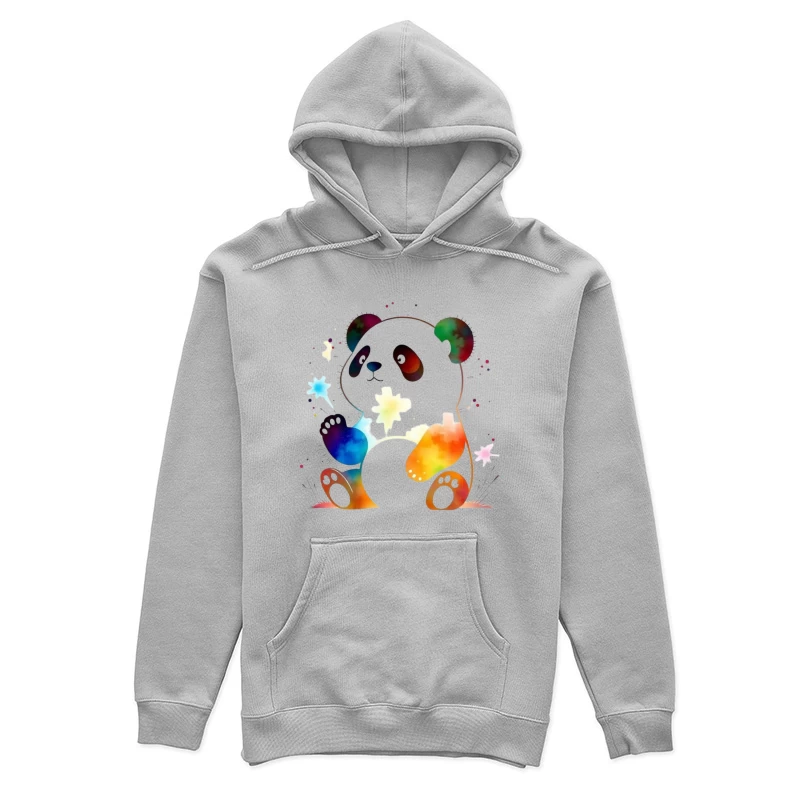 Colorful Watercolor Panda Bear Illustration Female Pullover Hoodie