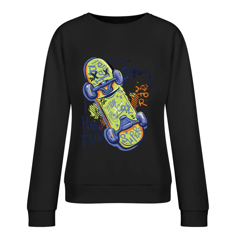 Funky Skateboard Design Damen Pullover Sweatshirt