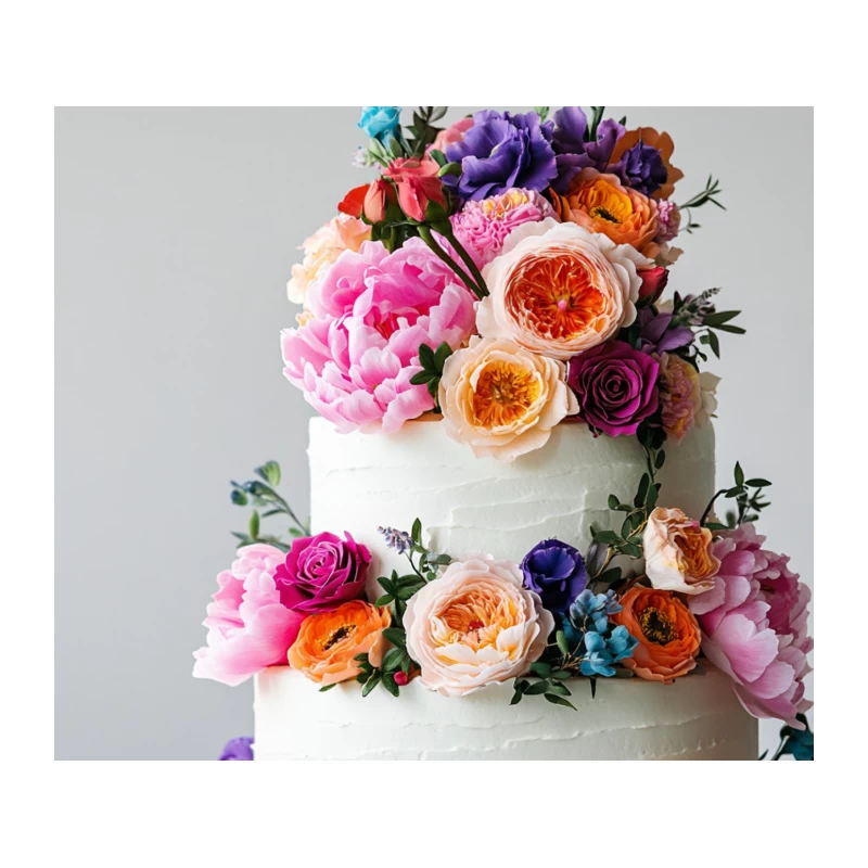 Elegant Floral-Decorated Tiered Wedding Cake Tapestry