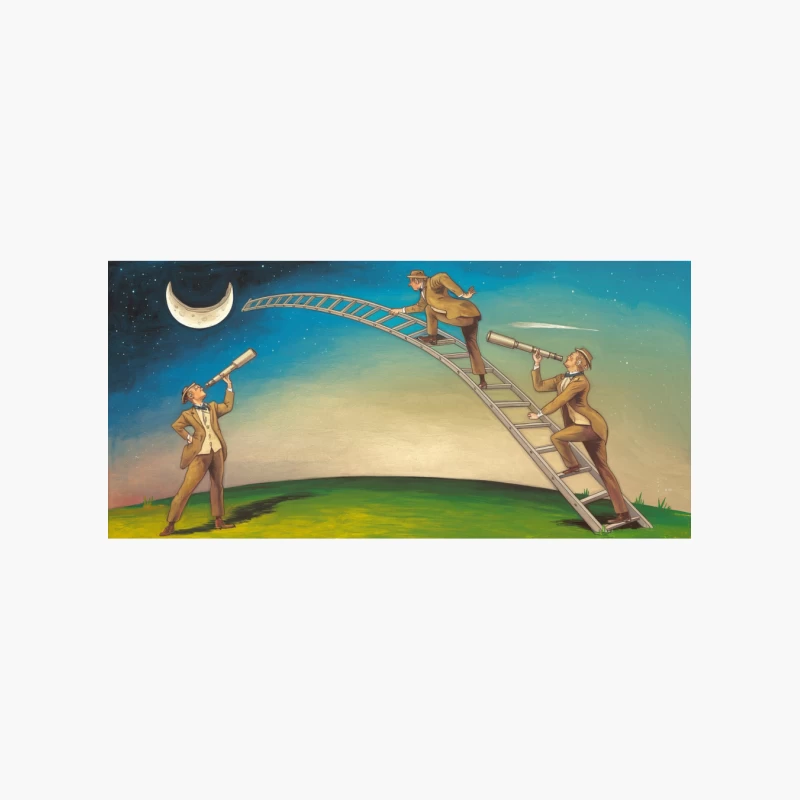 Surreal Lunar Explorers: A Whimsical Night Sky Adventure Cotton Tote Bag