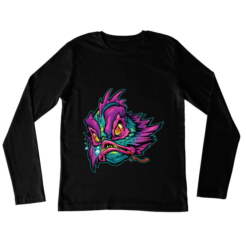 Grotesque Colorful Fish Monster Illustration Female Long Sleeve T-Shirt