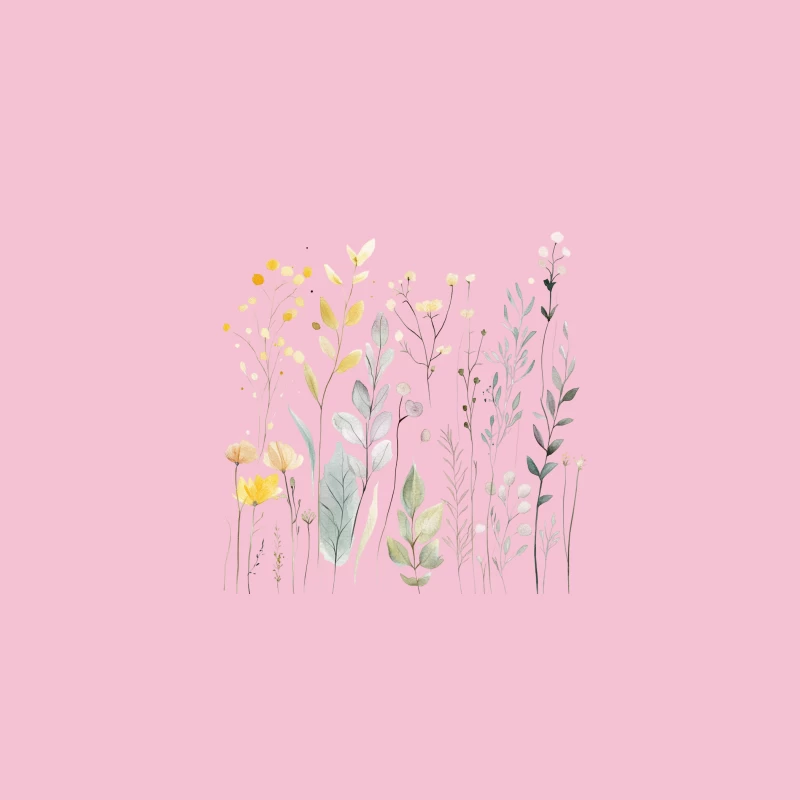 Delicate Watercolor Botanical Wildflower Illustration Bucket Hat