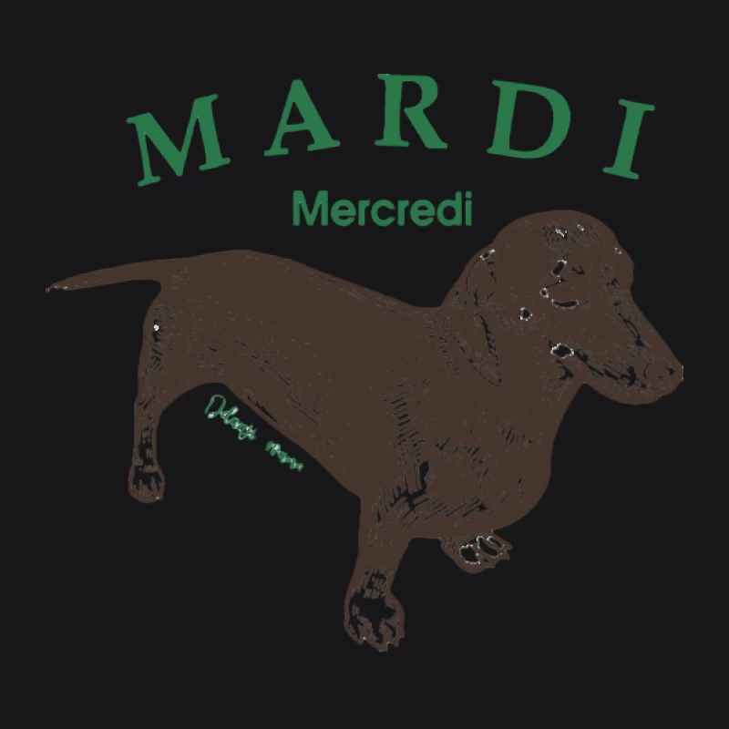 Dackel-Design mit französischen Wochentagen Herren Pullover Hoodie