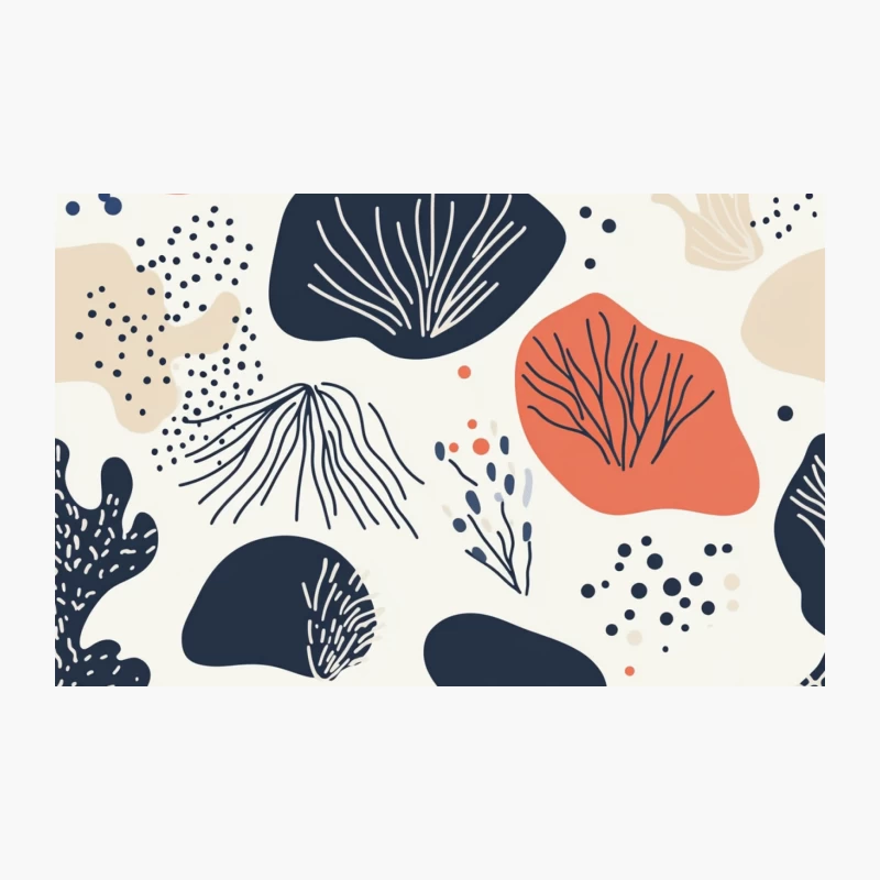 Modern Abstract Coral and Navy Botanical Pattern Travel Mug